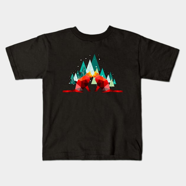 Geometric cat colorful design Kids T-Shirt by TextureMerch